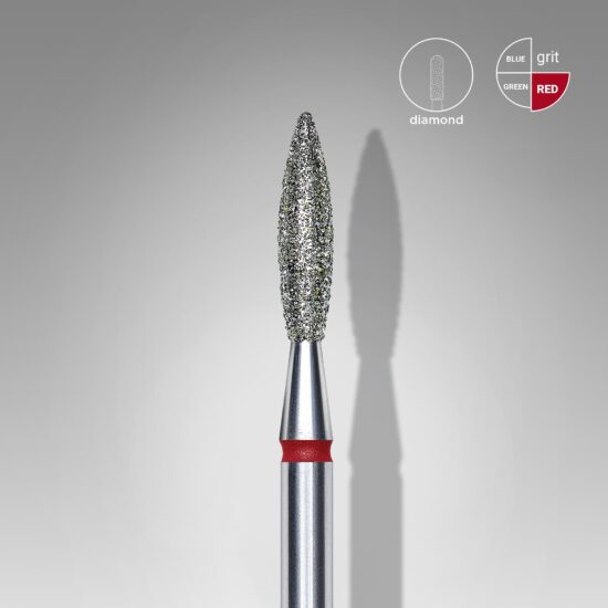 Fresa de diamante Staleks forma llama 2,3–10 mm (roja)