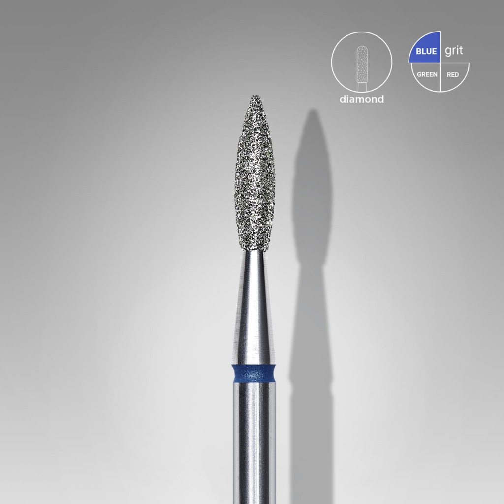 Fresa de diamante Staleks forma llama afilada 2,1–8 mm (azul)