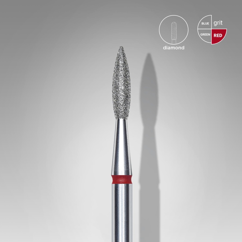 Fresa de diamante Staleks forma llama afilada 2,1–8 mm (roja)