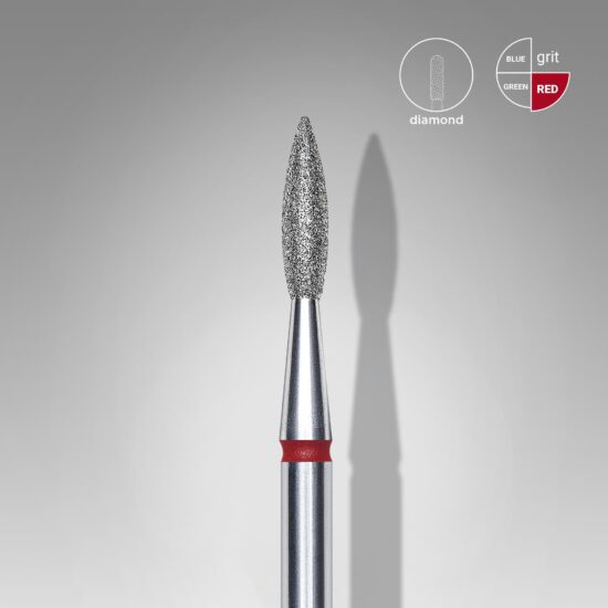 Fresa de diamante Staleks forma llama afilada 2,1–8 mm (roja)