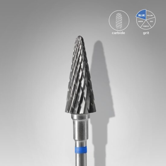 Fresa para retirar permanente/gel Staleks forma cono 6 mm / 14 mm (azul)