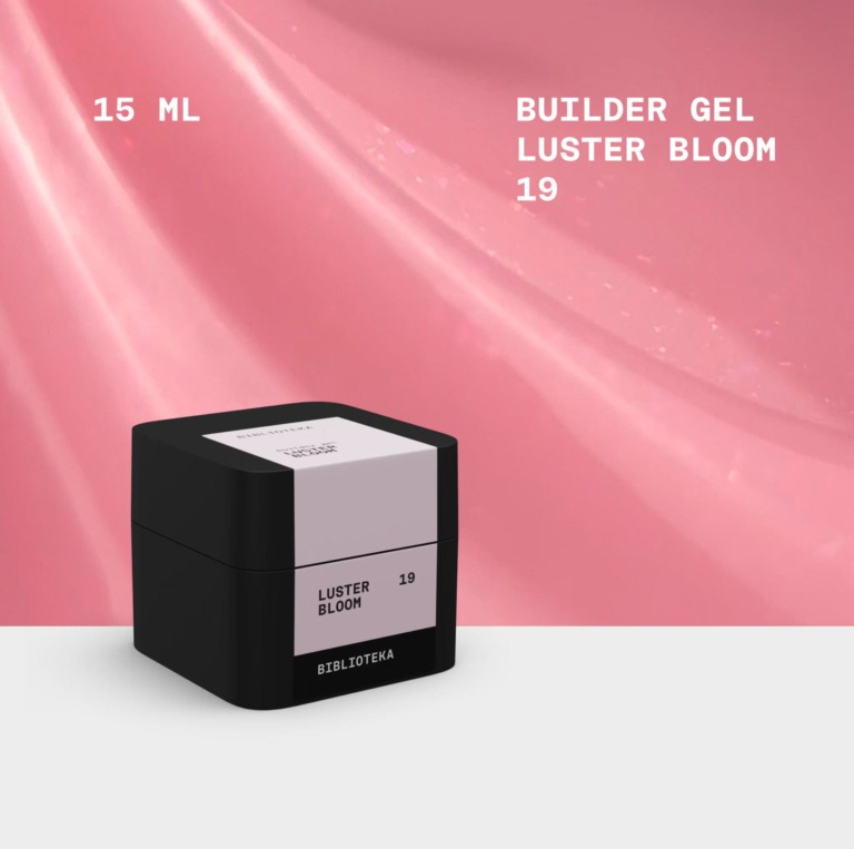 BIBLIOTEKA Builder Gel Nº 19 Bloom LUSTER – Rosa con shimmer
