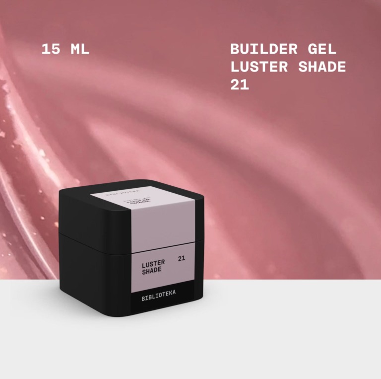 BIBLIOTEKA Builder Gel Nº 21 LUSTER Shade – Rosa beige frío con shimmer
