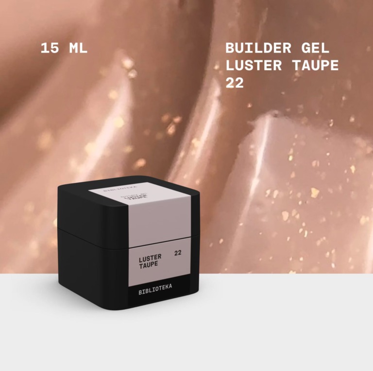 BIBLIOTEKA Builder Gel Nº 22 LUSTER Taupe – Beige frío con shimmer dorado