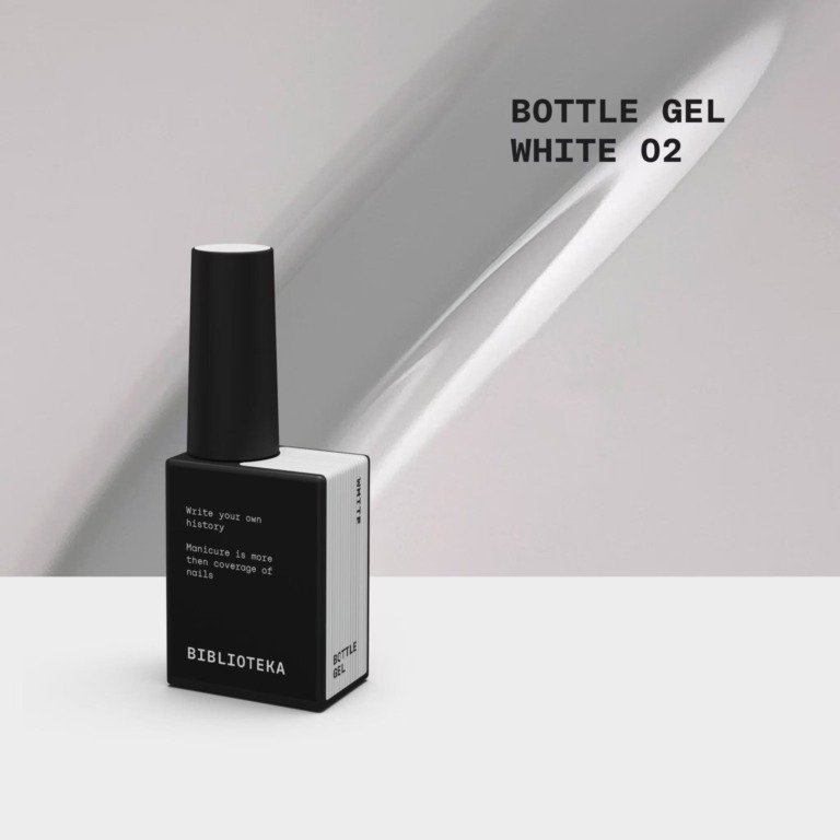 BIBLIOTEKA Bottle Gel №02 White – gel blanco puro, 10 ml