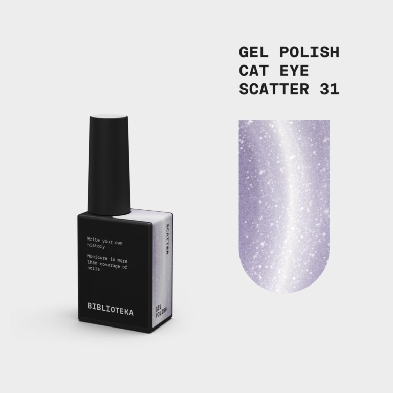 BIBLIOTEKA Esmalte semipermanente efecto ojo de gato Nº 31 Scatter – lila claro, 10 ml