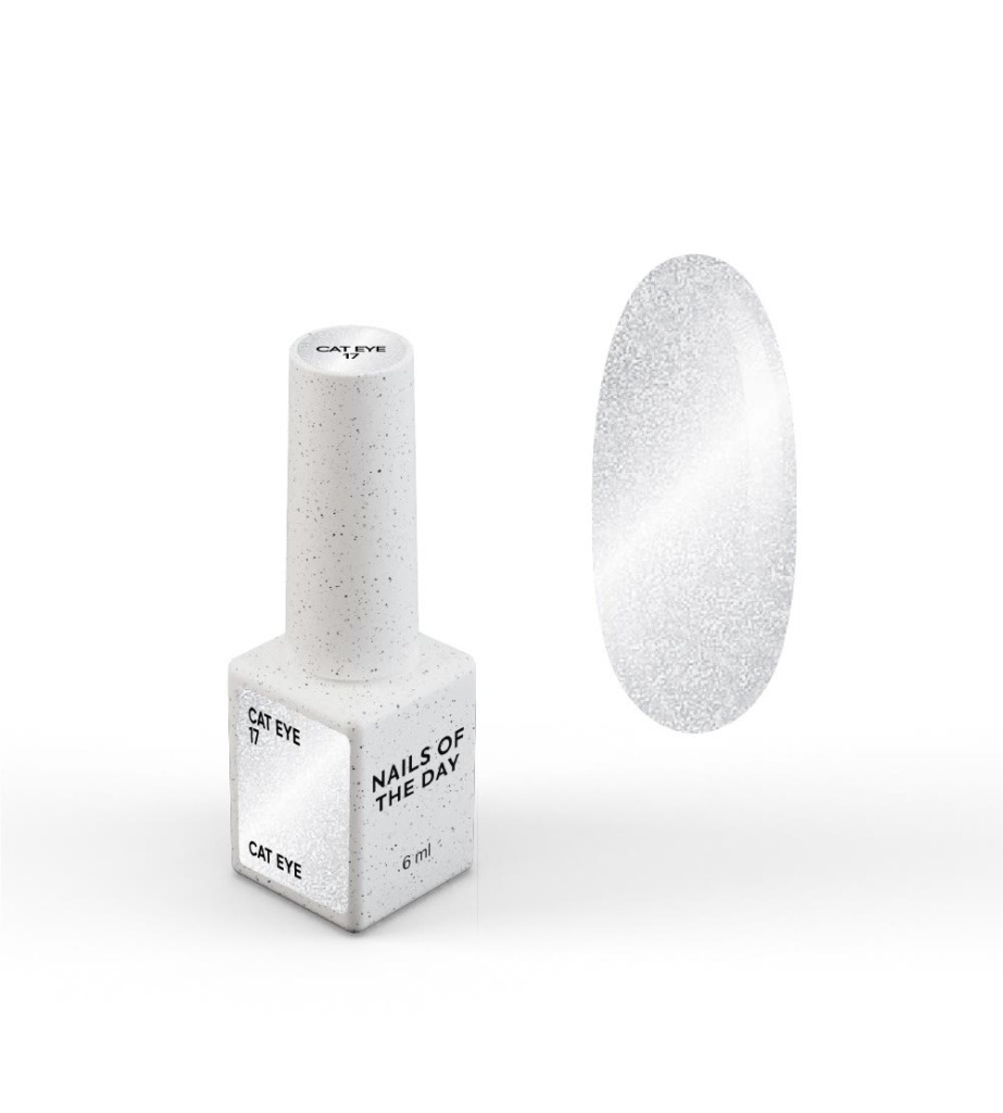 NAILSOFTHEDAY Gel Polish Cat Eye 17 — esmalte efecto ojo de gato plateado sobre base lechosa, 6 ml