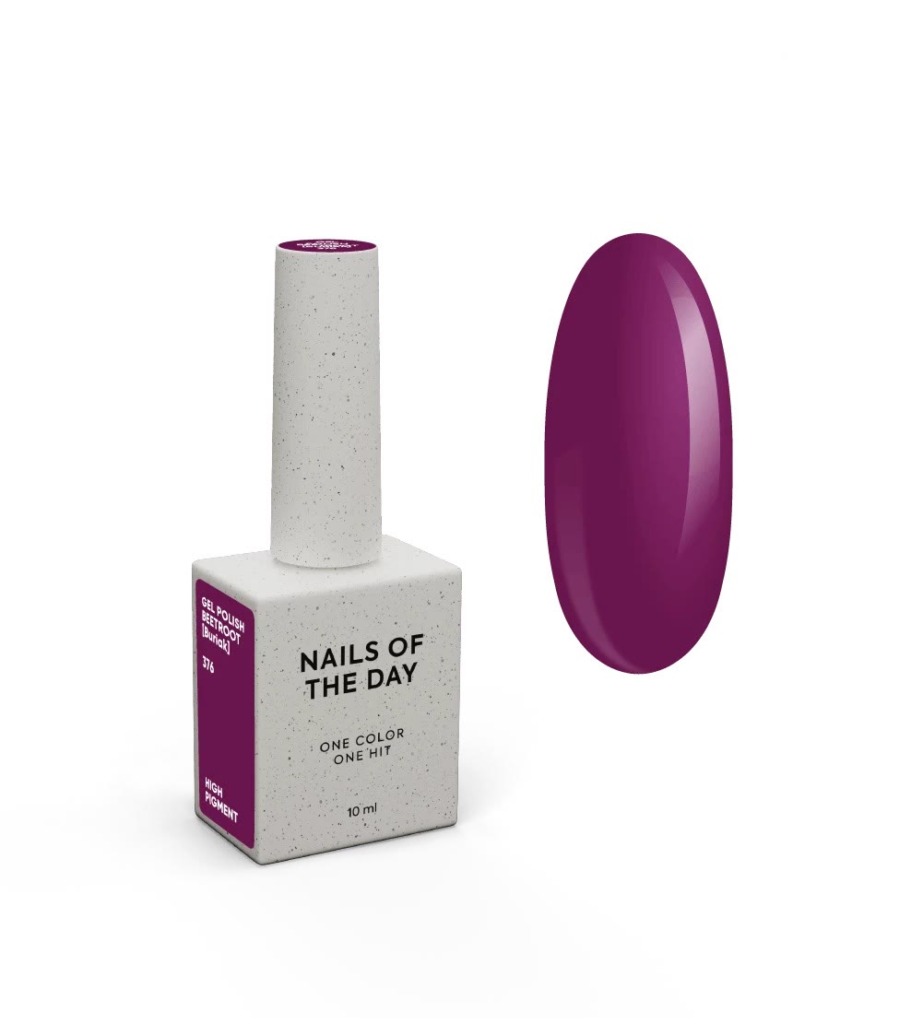 NAILSOFTHEDAY Gel Polish Beetroot [Buriak] 376 – esmalte color púrpura remolacha con cobertura en una sola capa, 10 ml