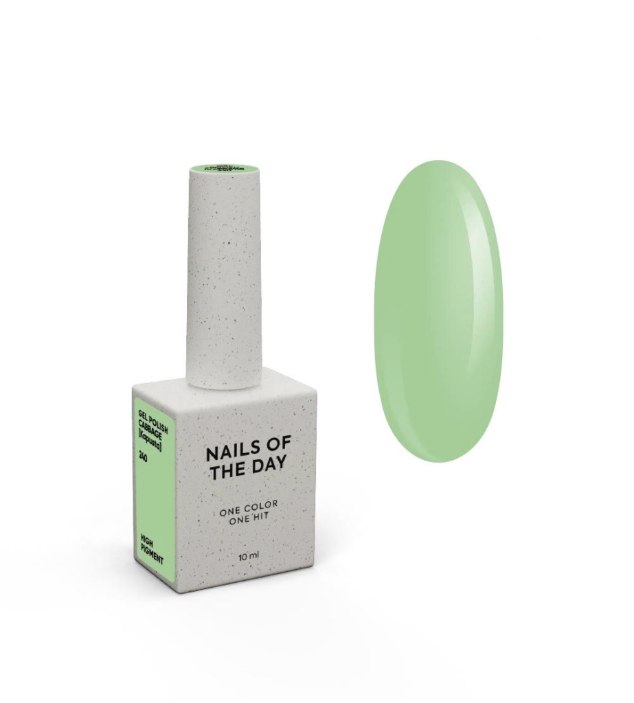 NAILSOFTHEDAY Gel Polish Cabbage [Kapusta] 240 – esmalte semipermanente verde lima con cobertura en una sola capa, 10 ml