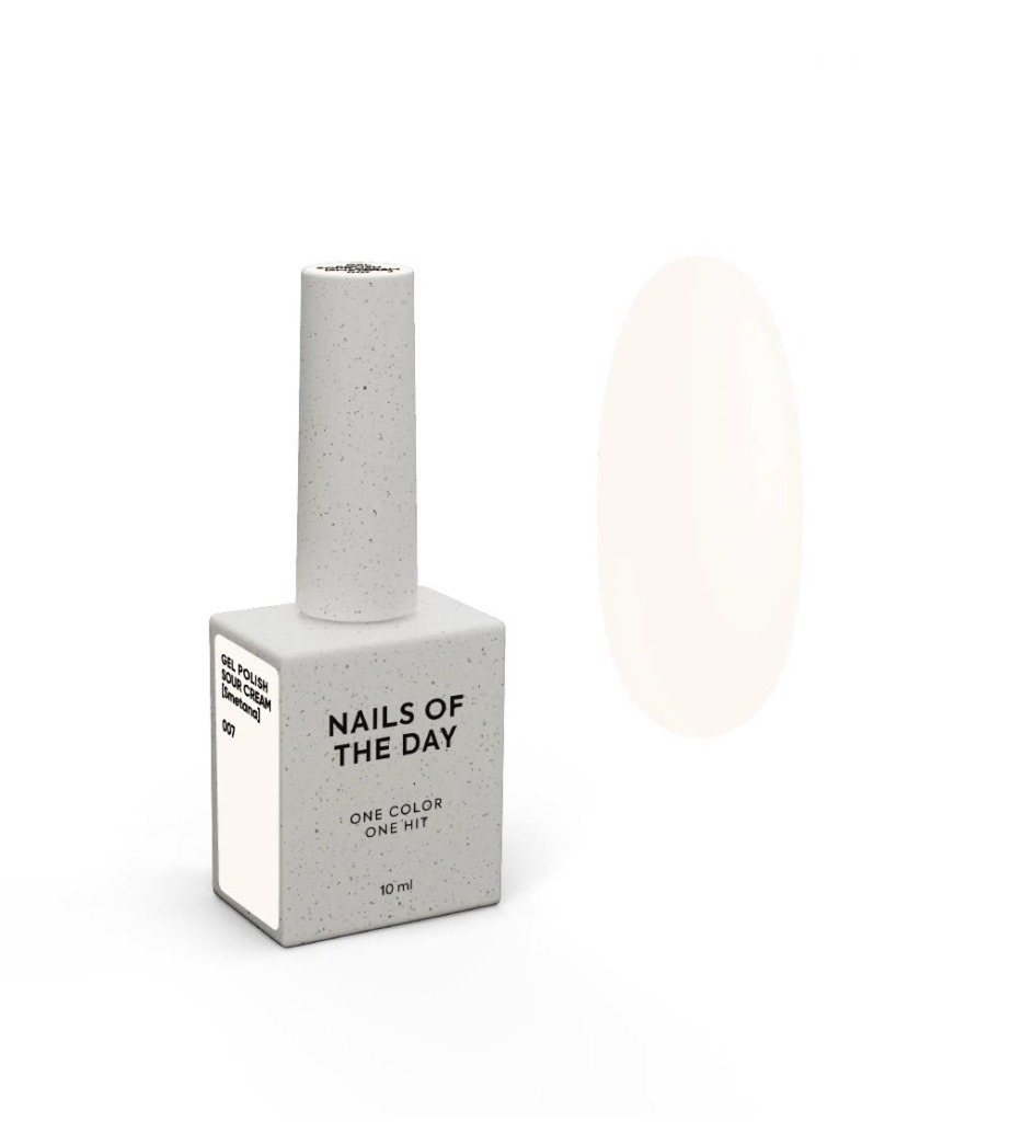 NAILSOFTHEDAY Gel Polish Sour Cream [Smetana] 007 – esmalte blanco crema ligero y aireado, 10 ml