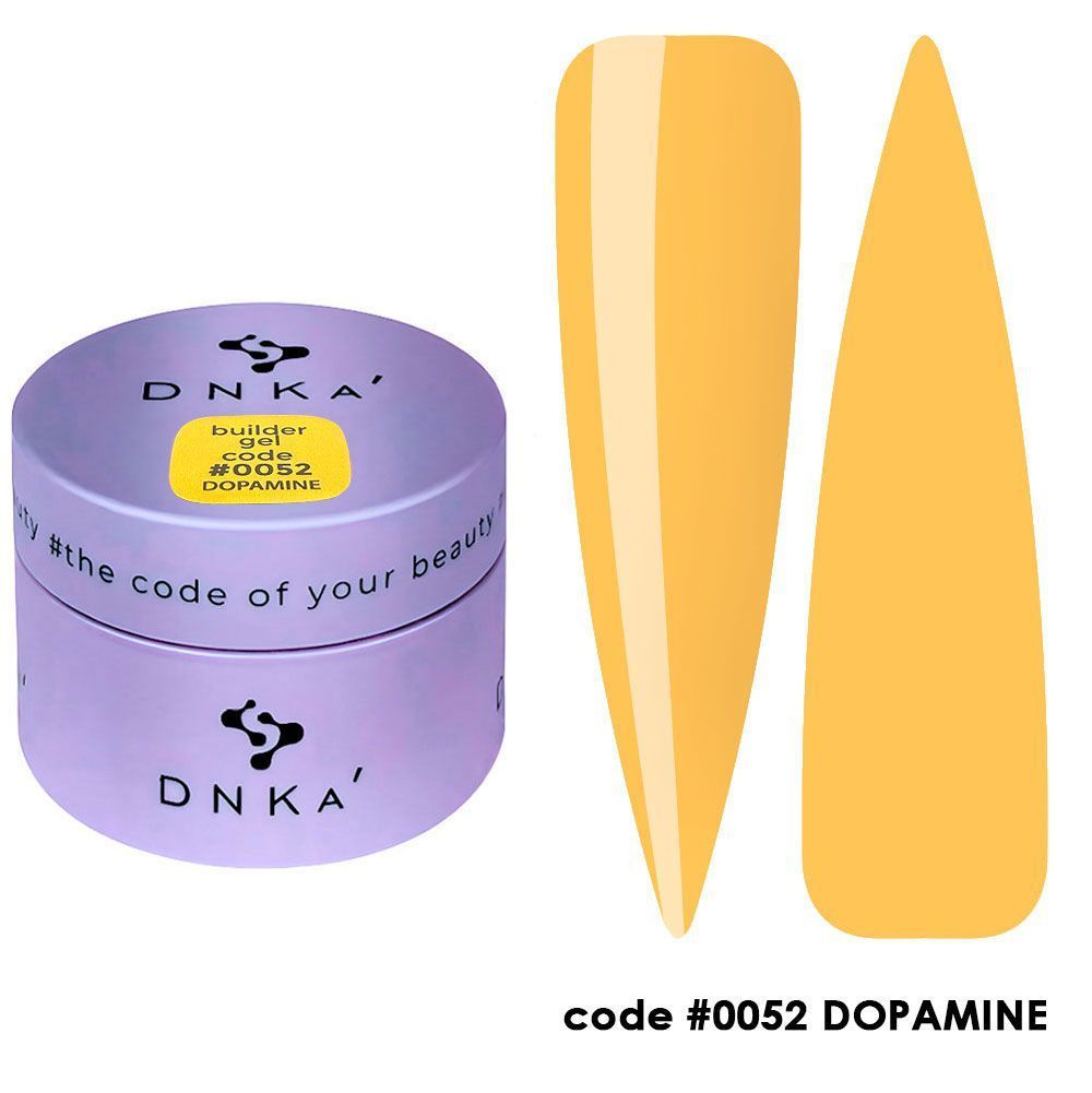Gel constructor DNKA Dopamine amarillo con muestras de uñas